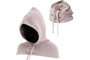 TAGVO Gorro Balaclava 2 en 1 con Bufanda, Pasamontañas Tejido a Prueba de Viento, Bufanda con Capucha, Calentador de Cuello y Gorro, Unisex
