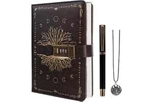 TIEFOSSI Journal avec cadenas, journal vintage arbre de vie avec cadenas pour femmes et hommes, carnet rechargeable A5 avec cadenas pour écrire, 224 pages numérotées