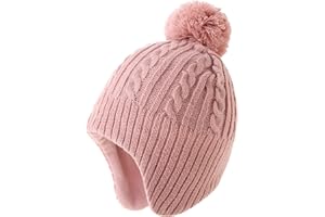 AHAHA Wintermütze Mädchen Earflap Beanie Pompon Strickmützen