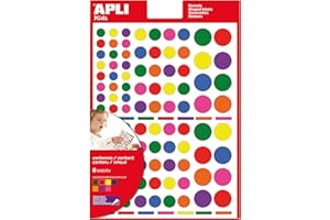 APLI Kids 13240 - Bolsa de gomets multicolor surtido, 6 hojas de pegatinas de adhesivo removible
