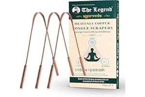The Legend Lot de 3 gratte-langue Ayurveda Heavenly Copper | Gratte-langue en métal et fait à la main (lot de 3 poignées épaisses)
