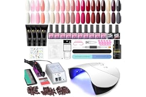 COSCELIA Kit Uñas Semipermanentes, 19 Colores de Esmalte de Gel y Extensión de Uñas con Lámpara de 36W, Uñas Semipermanentes 