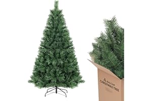 SALCAR Sapin de Noël Artificiel 150cm, Arbre de Noel avec 408 Pointes de Branche, Gants et Pieds de Sapin de Noël en Métal, Lgnifuge, Assemblage Rapide