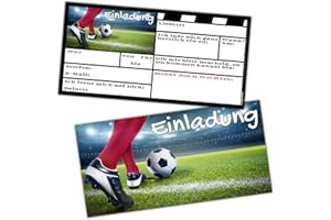 ‎BREITENWERK 12 Fussball Einladungskarten im Set zum Kinder-Geburtstag oder Fußball-Party - Einladungen für Jungen Mädchen Teenager & Erwachsene von BREITENWERK