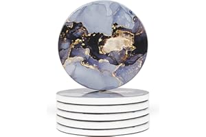 Naivasha Homeware Marble Coasters Set of 6 - Stunning Decorative Coasters in GLOSS Finish, Elegant Stone Coasters with Cork Bottom - Day