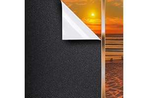 DIFIT Blackout Window Film Privacy Frosted Window Film Self Adhesive Blackout Films for Glass Windows Total Light Blocking No Glue Static Cling (Black-White, 60 x 200cm)