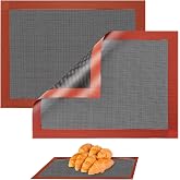 EXIN DEHCEN 2 Pieces Silicone Oven Mat 40 x 30 cm, Reusable | Micro Perforated Oven Mat, Non Stick Non Slip Silicone Baking M