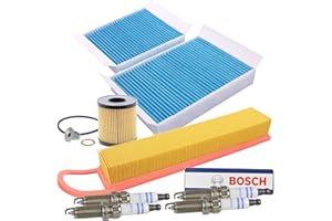 BESTPRICE Inspektionspaket Filterset mit 1x Luftfilter, 2x Innenraumfilter, 4x Zündkerze ZQR8SI302 Kompatibel mit CITROËN C3 II (SC_), DS3 (SA_), PEUGEOT 207 (WA_, WC_)(WD_)(WK_), 208 I (CA_, CC_)