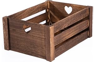 Wickerfield Lovely Brown Wooden Crates Storage Rack Shelves Christmas Eve Gift Hamper Box (1, Large)