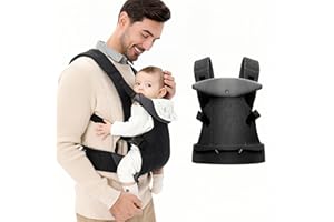 IULONEE Mochila Portabebés para Bebe porteo Tirantes para bebés Delantera y trasera Ergonómicas Baby Carrier Wrap para Niños de 3-36 Meses(3-15kg) Negro