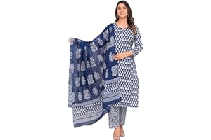 MEERA FAB Palazzo and Dupatta Print Cotton Kurta