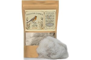 nestQ Pelo Cabra Natural 200 Gramos para Nidos Aves Canarios Jilgueros Exóticos - Fibras de Pelo de Cabra - Accesorios para Nidos (Natural)