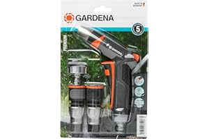 Nécessaire de base Premium pour l'arrosage de Gardena : kit de raccordement avec pistolet d'arrosage, pièces de raccordement pour tuyaux (18298-20)