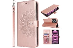 ELTEKER Hülle für Xiaomi Redmi Note 12 Pro,Klapphülle Xiaomi Redmi Note 12 Pro Handyhülle Lederhülle mit Kartenfächer,Schutzhülle Handytasche Hülle für Redmi Note 12 Pro, Roségold