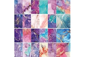 MTBRICEY 48 Blatt Marmor Muster Scrapbooking Papier 24 Motive Aquarellmotiv Dekorpapier Bastelpapier Block mit Muster 6 "X 6" Decoupage Papier Dekorativ Motivpapier für DIY Kartenherstellung Basteln Zubehör