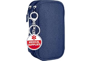 Klyrith Diabetic Supplies Resväska med dubbla lager för glukos, insulinpenna, testremsor, sprutor, nålar, bärbar medicinorgan