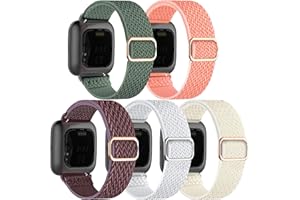 chinbersky 5-pak elastycznych pasków nylonowych kompatybilnych z Fitbit Versa 2/Fitbit Versa/Versa Lite/Versa SE Sport bransoletka zastępcza dla kobiet i mężczyzn, miękka, rozciągliwa, regulowana,