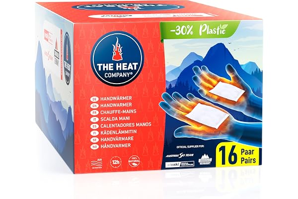 THE HEAT COMPANY handvärmare - Nytt: 30% mindre plast - EXTRA VARM för 12 timmar varma händer - 10, 16, 32 eller 40 par - luftaktiverad - Fickvärmare mot kalla händer