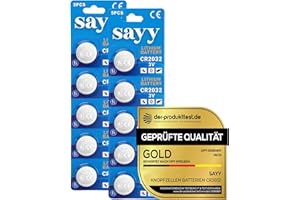 [GEPRÜFTE QUALITÄT] SAYY 10 X CR2032 CR 2032 Knopfzellen Batterien, langanhaltende Leistung (Lange Lagerfähigkeit 10 Jahre) Waagen Zubehör Medizinischen, Elektronischen kleingeräten, Autoschlüssel 3V
