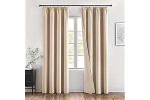 MIULEE Cortinas Opacas con Cinta Fruncida 2 Piezas 200x245 CM, Beige Cortina Ventana Dormitorio Modernas Cortina Anti Luz, Salon Cortinas Opaca Termica Aislante Habitacion Modernas