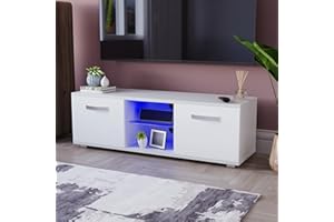 Vida Designs Cosmo LED TV Unit 2 Door Modern Gloss Matte MDF Living Room Cabinet Media Stand Furntiure RGB Light White 120cm