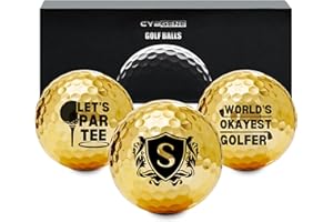 CybGene Funny Golf Gifts for Men Unique, Personalised Gold Golf Balls, Cool Accessories for Golf Lovers, Golfers, for Birthday and Christmas