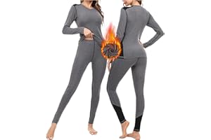 Terecey Ensemble de sous-Vêtement Thermique Femme Chaud sous Vêtements Thermiques Fonctionnel et Antibactériens Ensembles Thermiques Hiver Femme