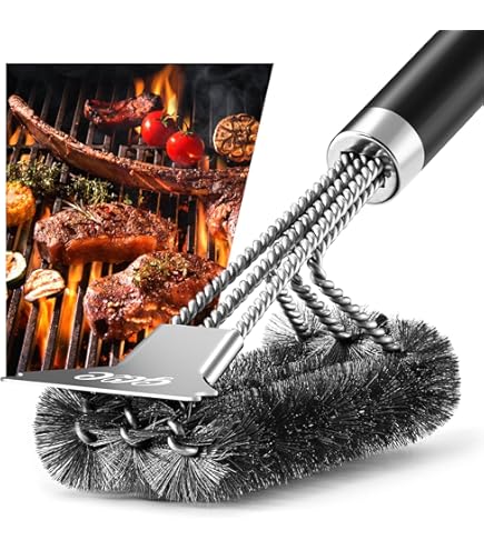 Spazzola Per Barbecue Con Raschietto - Setole Acciaio Inox, Manico Termico 45 Cm | Per Griglie A Gas E Carbone - Foto 2