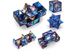 pearoft 2 en 1 Cube Magique du Ciel étoilé Cube Infini Cube Transformant Jouet Anti-Stress - Cadeaux Créatifs pour Enfants Adultes
