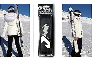 Skiweb Ski & Pole Carrier Strap - Hands Free Vertical Over Shoulder Carrier For Skis And Poles Leaving Your Hands Free - Simply Wrap Skis and Poles into One Unit