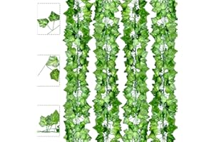 BOIC Bioc 12 Pezzi Edera Artificiale Finta, Piante Pendenti Artificiali Edera Finta, Edera Finta Decorazioni Per Casa, Giardino, Cucina, Festa Di Matrimonio E La Decorazione Della Parete Di Giardino