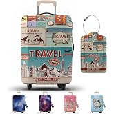 JJ PRIME - Suitcase cover with luggage tag, luggage protector, suitcase protective cover with zipper, luggage protection