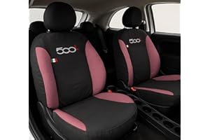 Auto Accessori Lupex | Coprisedili Auto Compatibili con 500L, Colore Nero Rosa, Made In Italy, Tessuto Policotone, Nome Auto Ricamato, Fodere Copri Sedili Anteriori e Posteriori