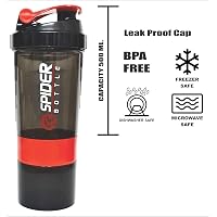 EcoProducts Spider Protein Shaker 500ml with 2 Storage Extra Compartment