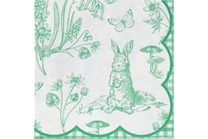 Talking Tables Easter Paper Napkins-Serviettes, Picnic, Party Supplies, Disposable, Eco Choice, Toile du Jouy, 20 Pack, Mint