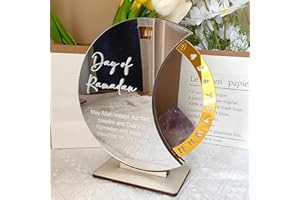 VEEKAY Ramadan Kalender Countdown,Drehbar Eid Mubarak Kalender,30-Tage Countdown,Eid Mubarak Adventskalender,Acryl-Kalender,DIY Ramadan Dekorationen Countdown-Kalender (Mond Silber + Digital Gold)