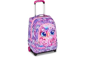 SJ GANG STYLE JAM GANG Trolley Scuola Fisso, Fucsia, 2 in 1, Doppio Uso, Trolley e Zaino, Zaino Scuola Elementare, Bambina