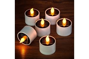 Yakpo 6 lumini solari per esterni, impermeabili, giallo tremolante, per esterni, senza fiamma, per giardino, cortile, matrimonio e decorazioni per la casa