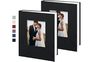 Remowith Photo Album 6 x 4,Slip-in Picture Albums,Linen Hardcover Picture Albums for Family Anniversary Baby Wedding 100 Pockets 2 Pack Black