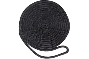 Shaddock Double-Braided Nylon Dock Lines -25ft/50ft Premium Docking Lines with 12 inch Eyelet Boat Mooring Line Anchor Rope Dia: 3/8 inch 1/2 inch 5/8 inch