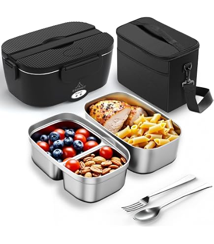 TOPINCN Lunch Box Scaldavivande Portatile, Riscaldamento Autonomo da 200 W, Rivestimento in Acciaio Inossidabile, Lunch Box Elettrico Multifunzionale con Riscaldamento di (Spina europea TOPINCN Lunch Box Scaldavivande Portatile, Riscaldamento Autonomo da 200 W, Rivestimento in Acciaio Inossidabile, Lunch Box Elettrico Multifunzionale con Riscaldamento di (Spina europea