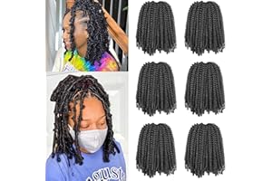 Xtrend 8 Inch 6Packs/lot Black Spring Twist Hair Afro Crochet Braids Curly Twists Synthetic Fluffy Spring Twist for Distressed Butterfly Locs Hair Extensions for Black Women 1B#