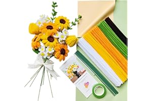 YYUENG TAK YYUENGTAK 210 Piezas Limpiapipas Manualidades de Ramo de Girasol, Alambre de chenillas para manualidades, Ramo de flores Kit limpiapipas con 5 colores y instrucciones