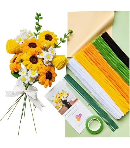 Kit Complet 400 Pièces Fil Chenille Tulipes - Cure-Pipe Avec Pistils, Rubans Et Accessoires Pour Bouquets DIY