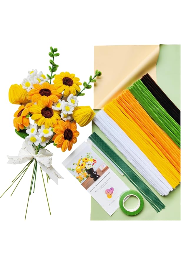 400 Stück Pfeifenreiniger Blumen Set, Pfeifenputze Produktbild-Vorschau 2
