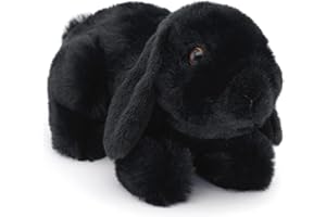 Uni-Toys - Widderkaninchen schwarz, liegend - 20 cm (Länge) - Plüsch-Hase, Kaninchen - Plüschtier, Kuscheltier