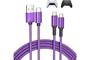 BASESAILOR pour PS5 Pro Contrôleur Câble de chargement 2M 2Pack,Xbox Series X|S Core Cordon de charge USB type C pour Nintendo Switch 2/OLED,Elite Series 2,pour PlayStation 5 Dual/Sense Controller