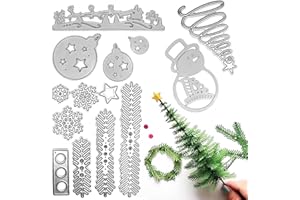 Bymivofun Juego de troqueles 3D navideños: copos, árbol, muñeco, Papá Noel, renos, plantillas relieves para álbumes y tarjetas