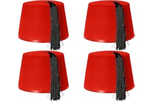 I LOVE FANCY DRESS Chapeau rouge Kuki Fez avec pompon noir – Chapeau en feutre pour homme et femme – Idéal pour la guerre froide, russe, turc, arabe, médecin de voyage dans le temps