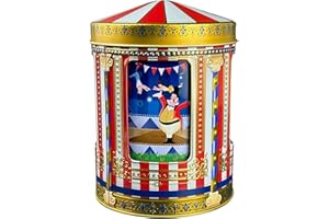 MediMuc Zirkus Spieluhrdose - Dose, Gebäckdose, Aufbewahrungsdose, Keksdose, Blechdose - lebensmittelecht - Ø x H: 12,0 x 16,0cm - Vol. 0,75l